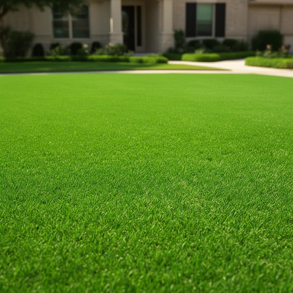 Perfectly manicured, lush green residential lawn showcasing premium sod installation results